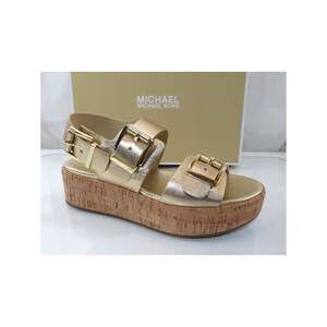 Michael Kors Colby Flatform Wedge Sandal Metallic Leather Pale Gold
